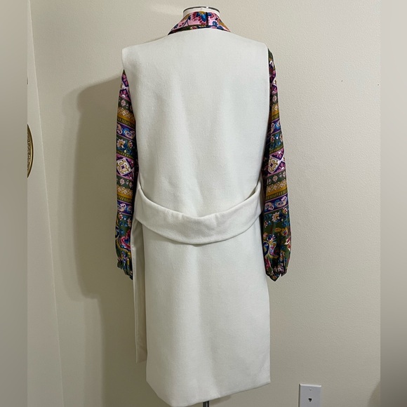 New GIBSON LATIMER Ivory Long Slitted Duster Vest Classic Minimalist Small - Picture 5 of 12